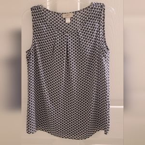 LOFT Blue Cream Flower Design Blouse Size Small